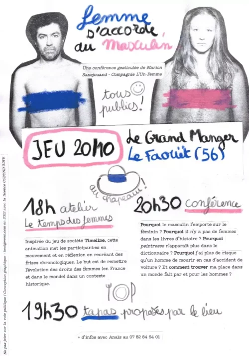 Affiche 20/10 - Conférence gesticulée "Femme s'accorde au masculin"