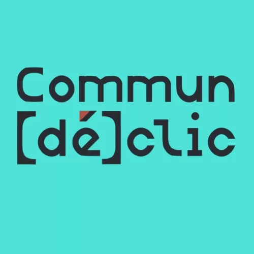 Logo sur fond bleu pour les ateliers de communication DIY