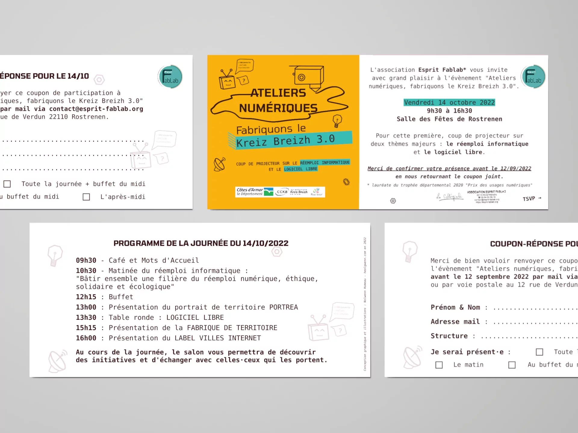 Carton d'invitation et coupon-réponse - Kreiz Breizh 3.0