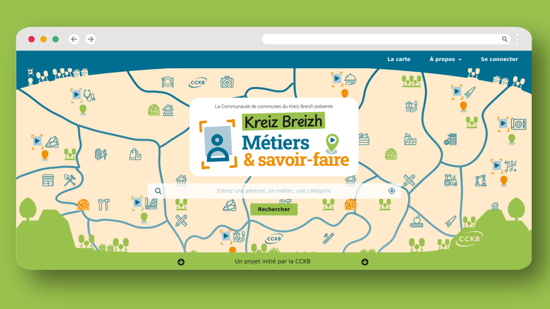 Site web avec carte interactive métiers et savoir-faire pour la CCKB